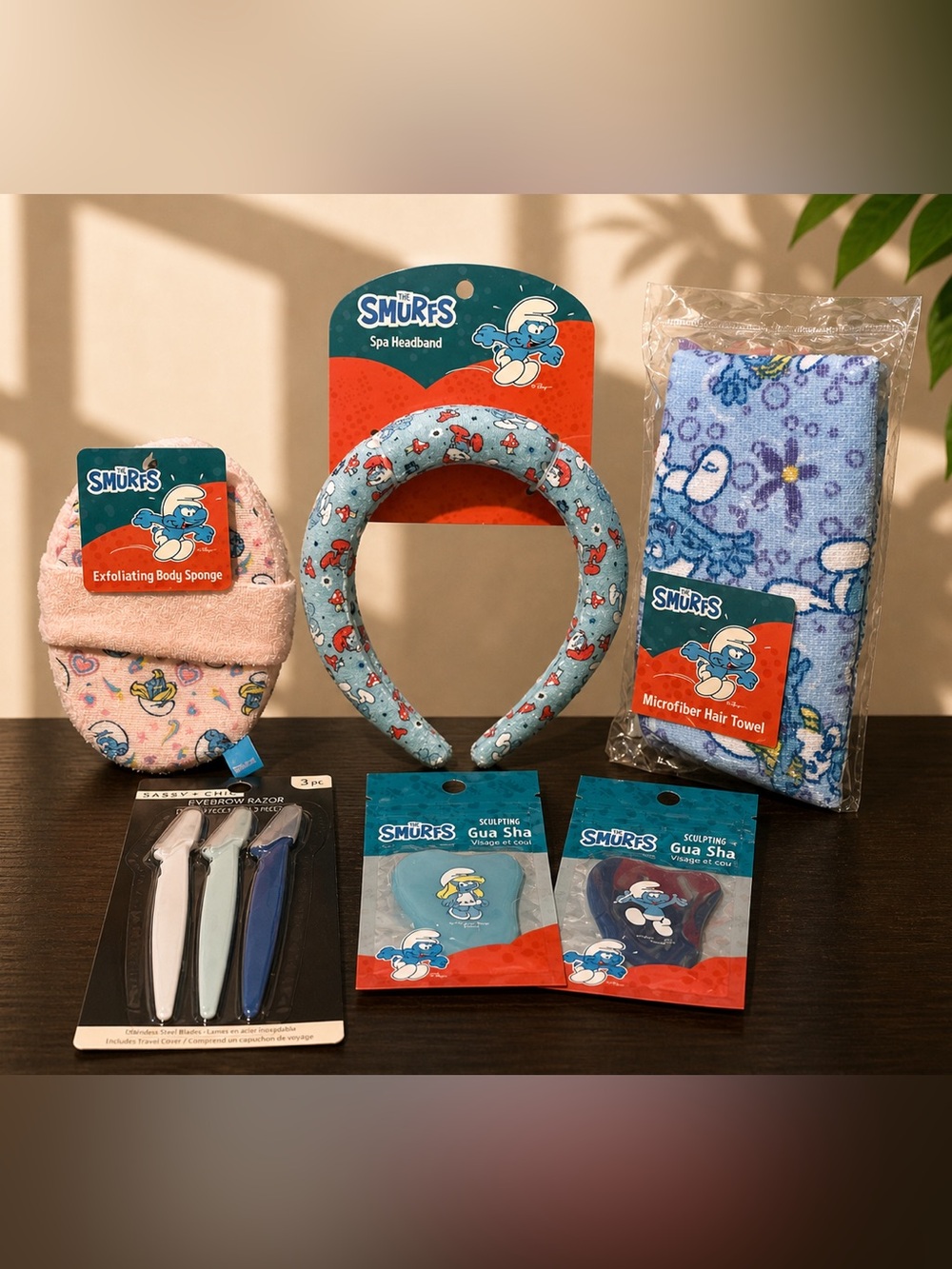 Smurfs Self Care Spa Gift Set Headband Hair Towel Bundle